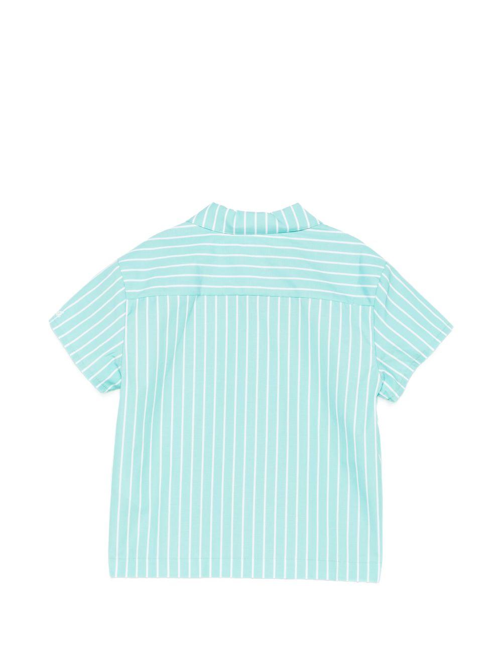 Camicia per bambina MC2 Saint Barth Kids azzurra con motivo a righe EVL0001 00898L MC2 ST. BARTH KIDS 