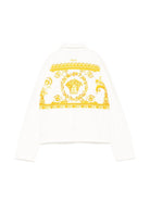 Felpa in cotone per bambino Versace Kids bianco con zip e logo 10182861A13186 2W110 VERSACE KIDS 
