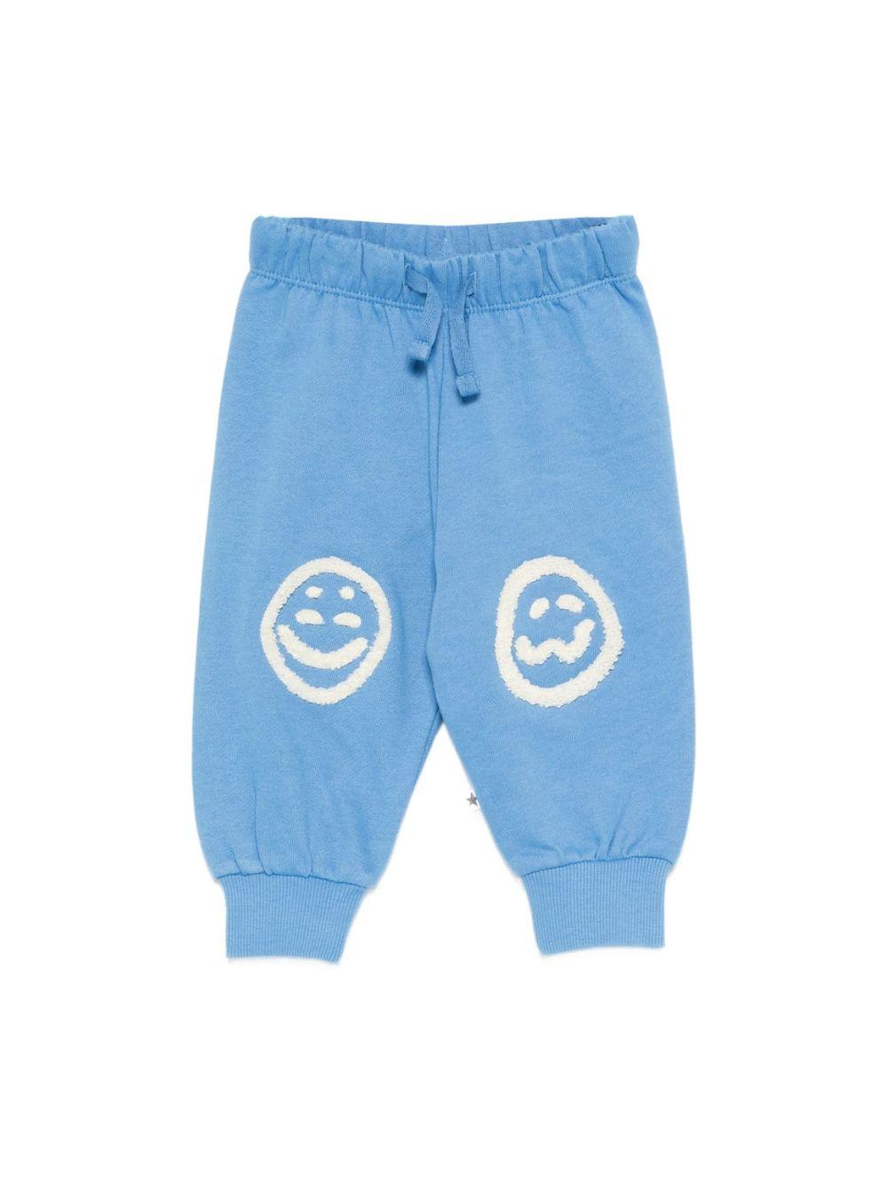 Pantaloni Simeon sportivi per neonato Molo azzurri con toppe smile sulle ginocchia 6S26I205 5615 MOLO KIDS 