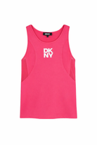 Top per bambina DKNY Kids fucsia con stampa logo sul davanti D62616 48K DKNY KIDS 