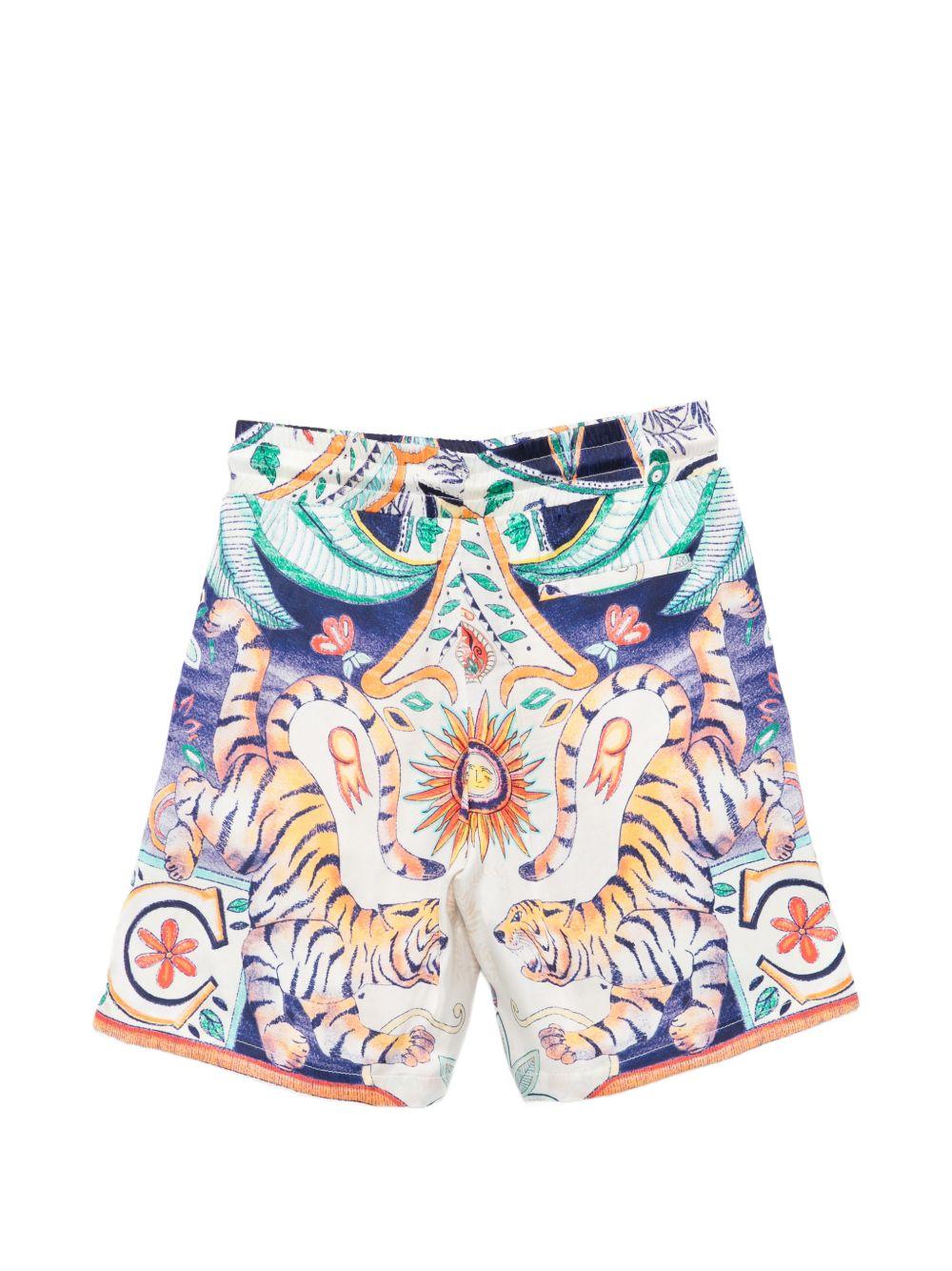 Shorts per bambino Just Cavalli Kids multicolore con stampa floreale indiana JBP26079BE INDIA D.MN ROBERTO CAVALLI KIDS 