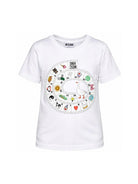 T-shirt per bambini Moschino Kids bianca con stampa grafica HYM058LAA02 10101 MOSCHINO KIDS 