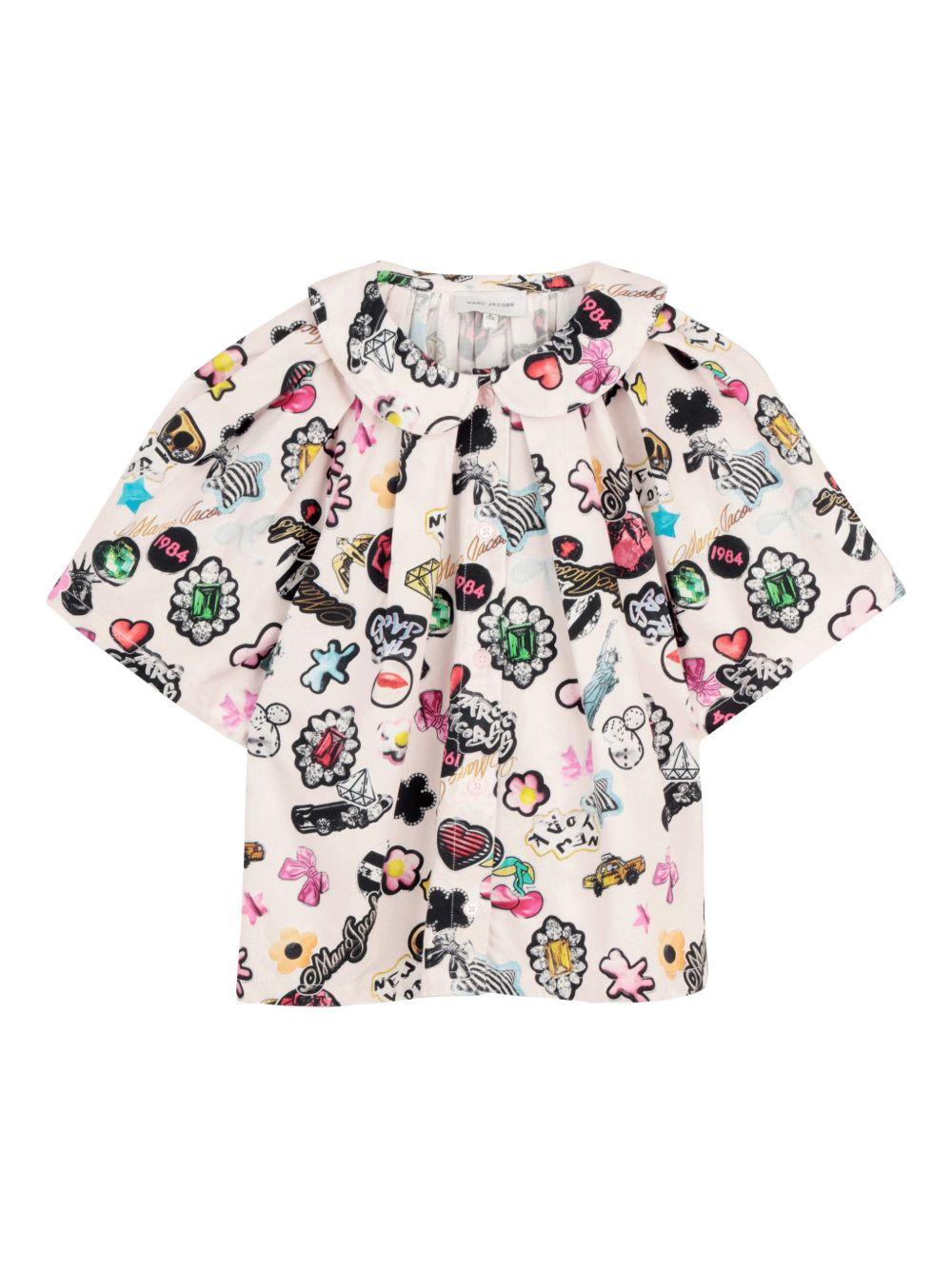Camicia per bambina The Marc Jacobs Kids bianca con colletto alla Peter Pan W60745 470 THE MARC JACOBS KIDS 