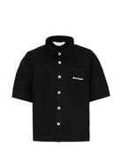 Camicia per bambino Palm Angels Kids nera con logo sul davanti PBGG003S26FAB001 110 PALM ANGELS KIDS 