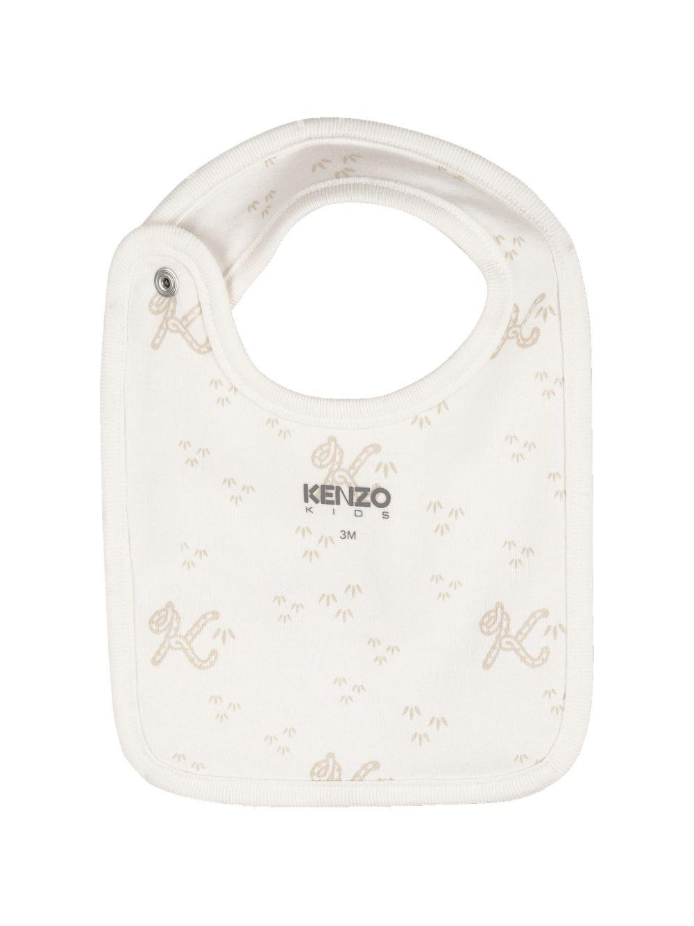 Set tutina, bavaglino e cappellino per neonato Kenzo Kids bianca con stampa a fantasia K61857 117 KENZO KIDS 