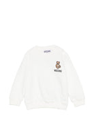 Felpa per neonati Moschino Kids bianco con ricamo Teddy Bear MUF06OLCA40 10063 MOSCHINO KIDS 