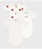 Body per neonati Petit Bateau bianco con fantasia a cuori A00BB 00 PETIT BATEAU KIDS 