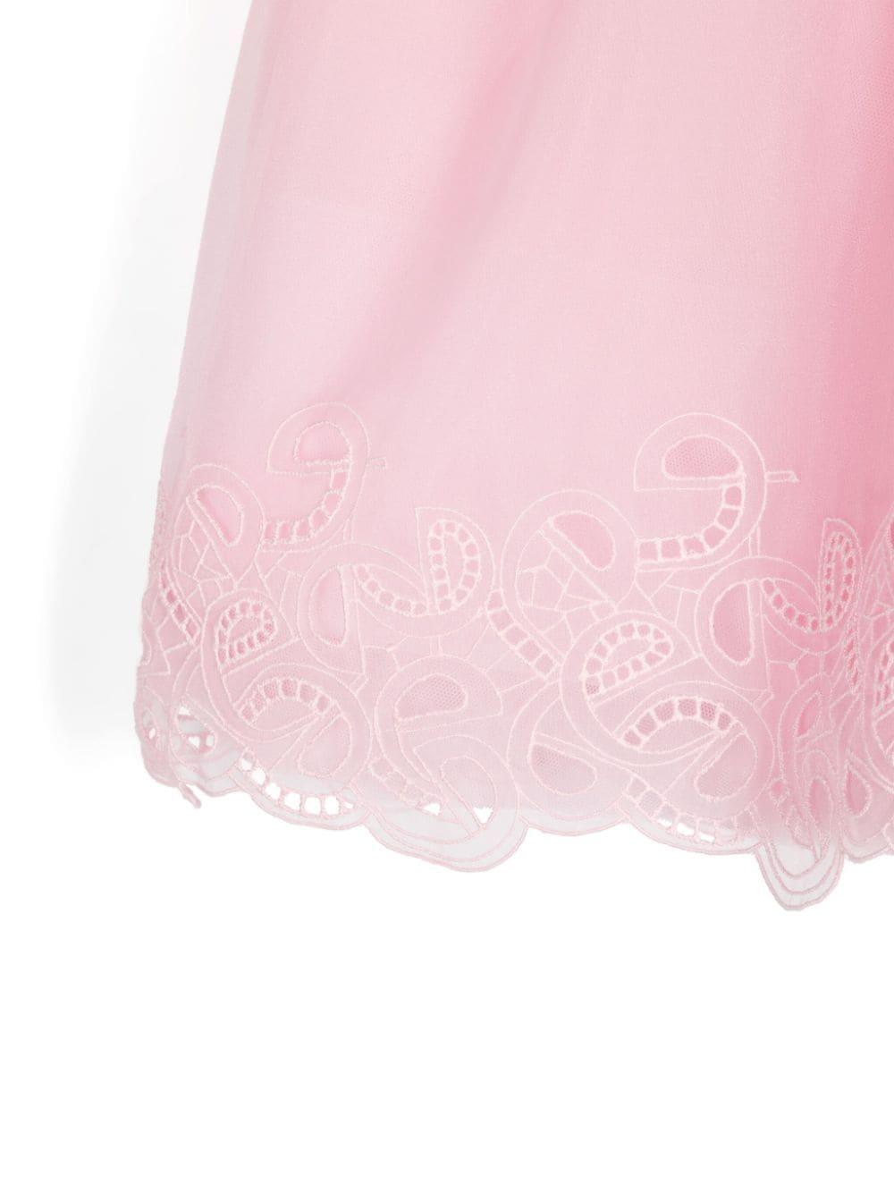 Abito per bambina Elie Saab Junior rosa con fiocco e dettagli in pizzo EFAB040LUTS0983 PINK ElIE SAAB KIDS 