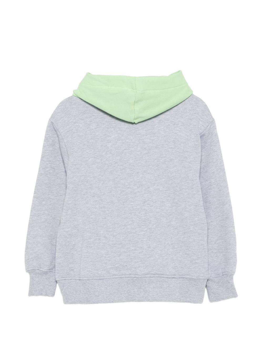 Felpa per bambini MSGM Kids grigia con cappuccio verde S6MSJBHS050 271/01 MSGM KIDS 