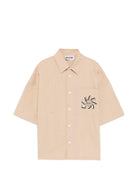 Camicia per bambino Moschino Kids beige con stampa grafica sul petto HUC01WLLA10 20829 MOSCHINO KIDS 