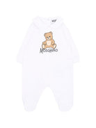 Tutina per neonati Moschino Kids bianca con dettaglio Teddy Bear M5Y037LCA40 10101 MOSCHINO KIDS 