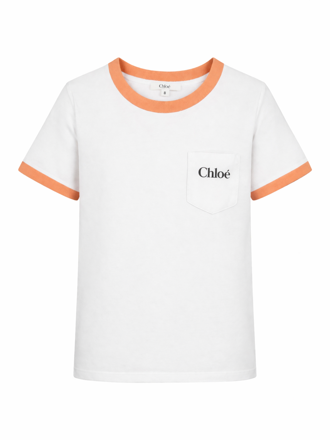 T-shirt per bambina Chloé Kids bianca con dettagli arancione C20860 117 CHLOE' KIDS 
