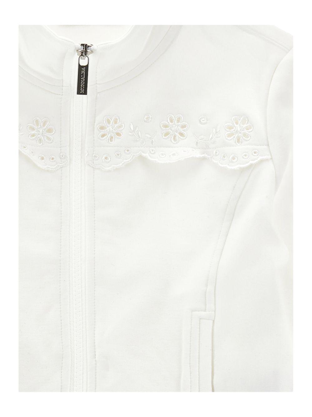 Felpa per bambina Monnalisa bianca con dettaglio fiori 17G800 7014 0001 MONNALISA KIDS 
