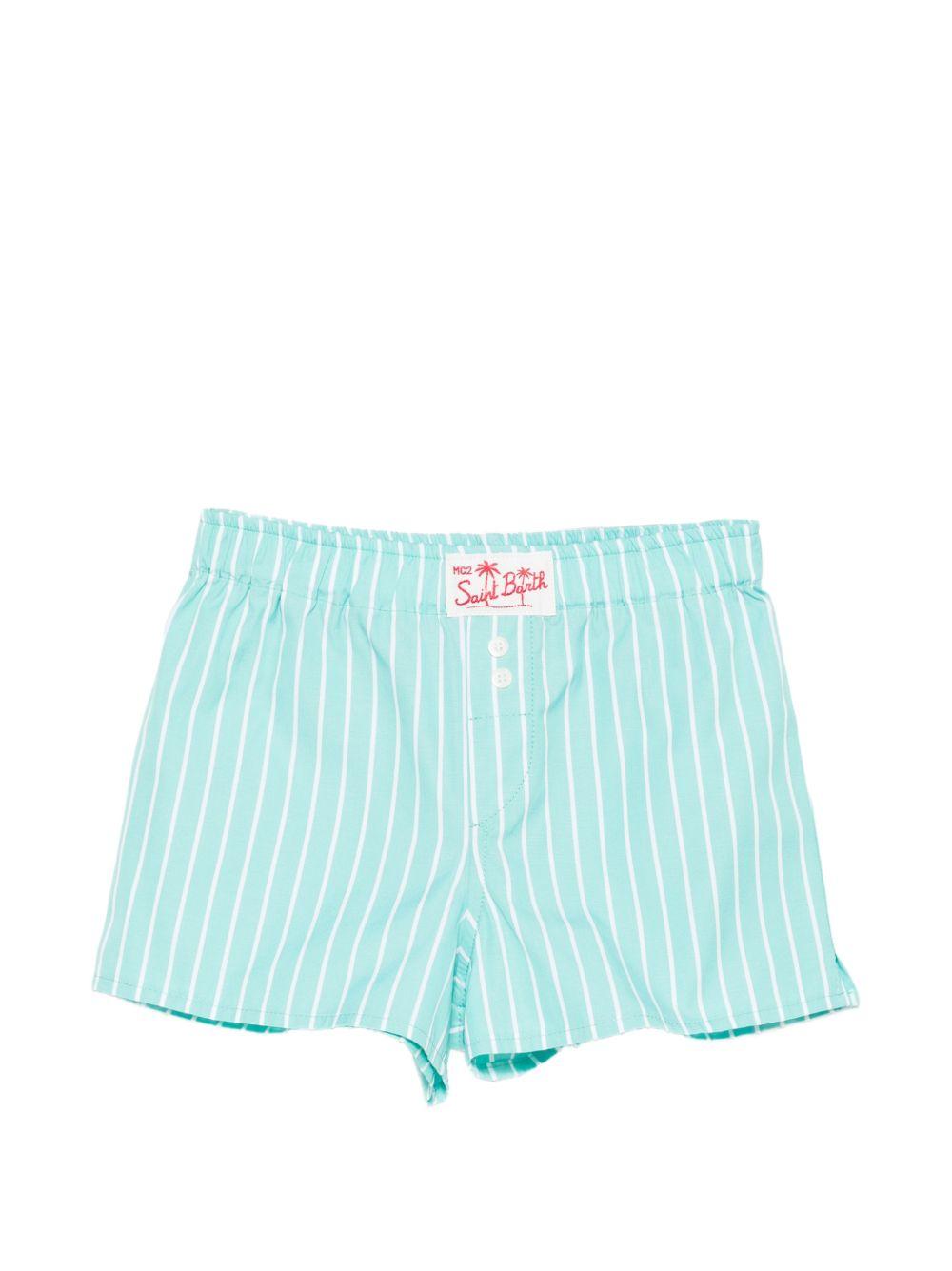 Shorts per bambina MC2 Saint Barth Kids azzurro con motivo a righe BXY001 00898L MC2 ST. BARTH KIDS 