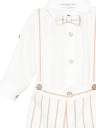Set cardigan con salopette per neonato Colorichiari beige a righe (3 pezzi) MN408427 4911b 26 COLORICHIARI KIDS 