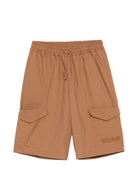 Shorts per bambino DONDUP Kids marroni con logo ricamato sul davanti DMBE0250TV124 6009 DONDUP KIDS 