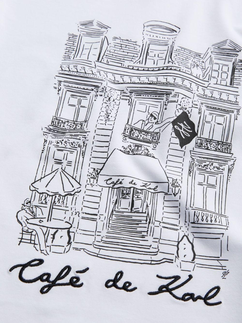 T-shirt per bambino Karl Lagerfeld Kids Karl Café bianco con stampa sul davanti Z30494 10P KARL LAGERFELD KIDS 
