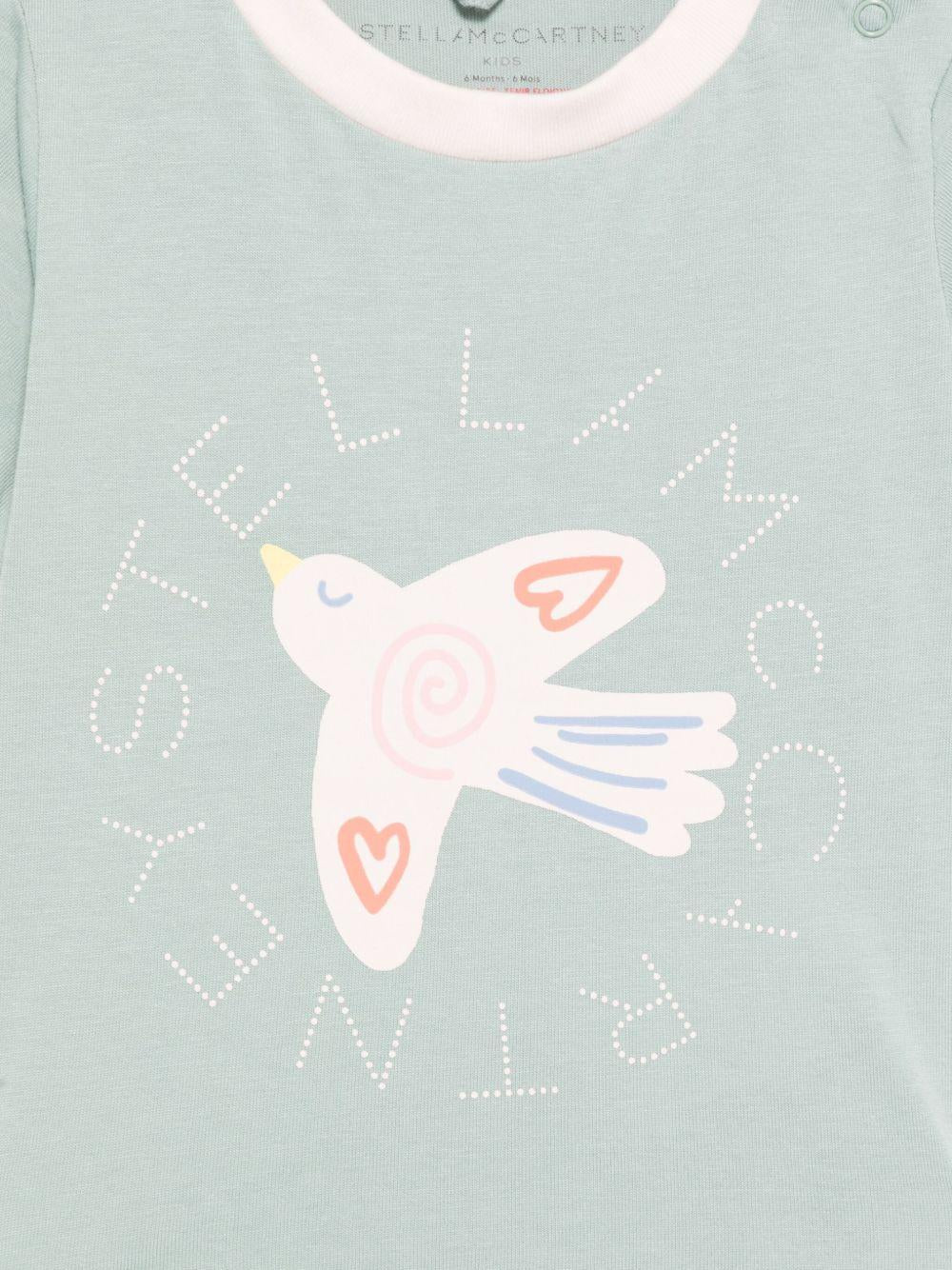 T-shirt per neonata Stella McCartney Kids verde con stampa sul davanti TX8091 Z0434 923 STELLA McCARTNEY KIDS 