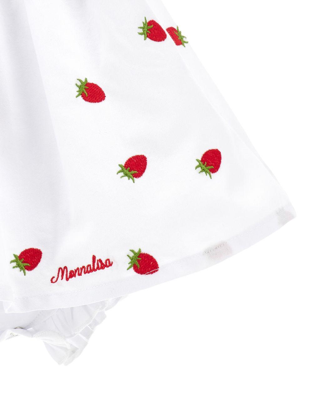 Abito per neonata Monnalisa bianco con caratteristico motivo Strawberry 35G209 7083 9944 MONNALISA KIDS 