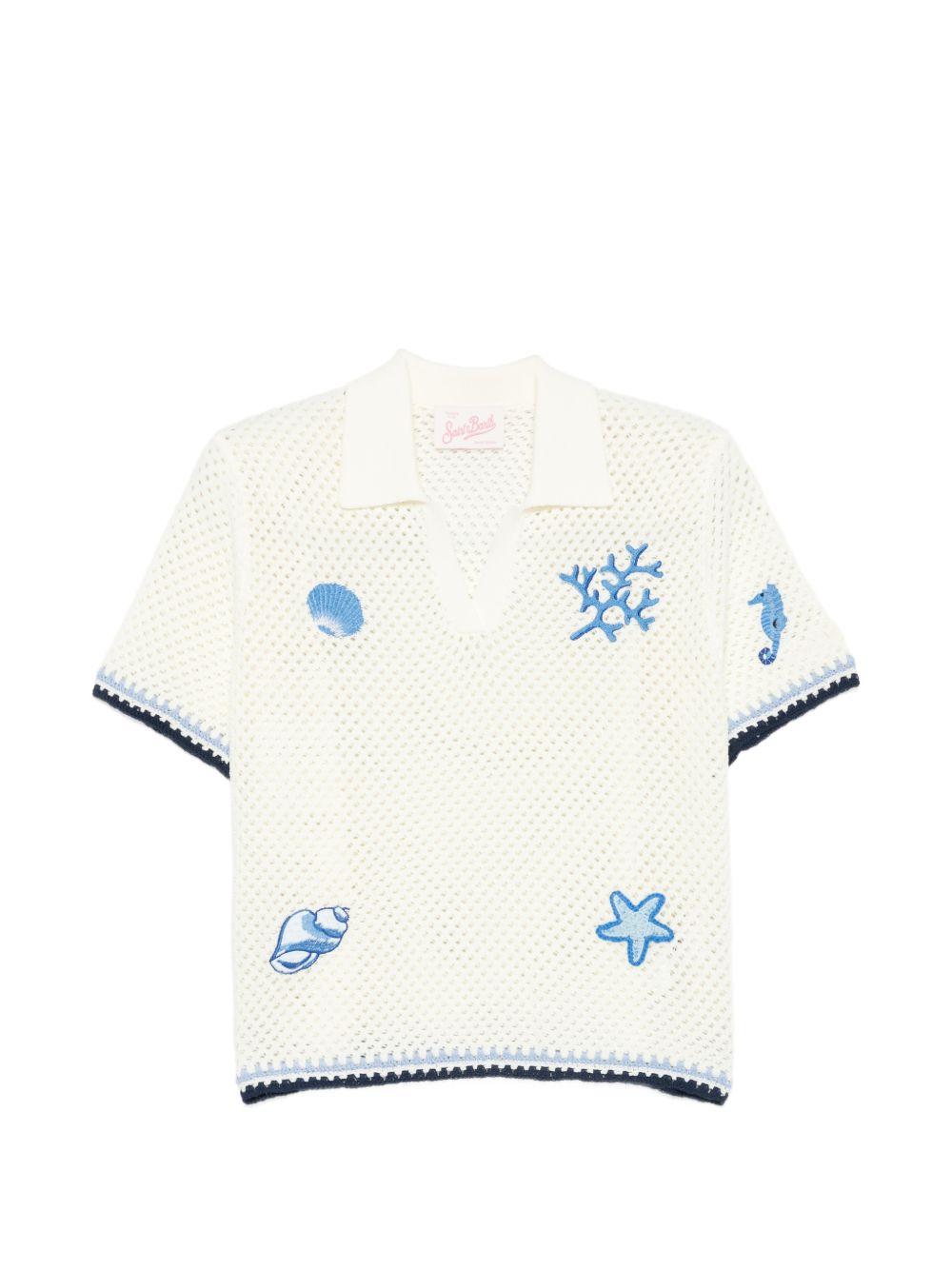 T-shirt da donna MC2 Saint Barth bianca con ricami sul davanti PIX0001 00256L MC2 ST. BARTH 