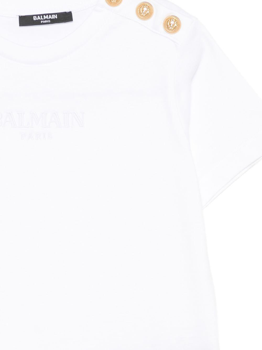 T-shirt per bambini Balmain Kids bianca con dettaglio bottoni sulla spalla BZ8I81 Z3672 100OR BALMAIN KIDS 