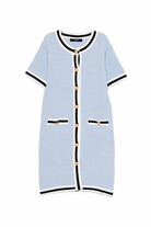 Abito per bambina Balmain Kids azzurro con maglia a coste BY1C61 X0121 652 BALMAIN KIDS 