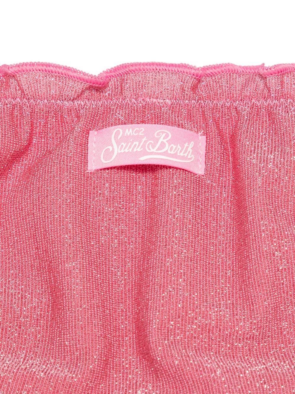 Slip bikini Cric per bambina MC2 Saint Barth Kids fucsia con ruches CRIC001 00064L MC2 ST. BARTH KIDS 