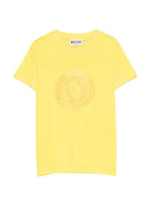T-shirt per bambini Moschino Kids gialla con logo a spirale sul davanti HXM058LAA02 50577 MOSCHINO KIDS 
