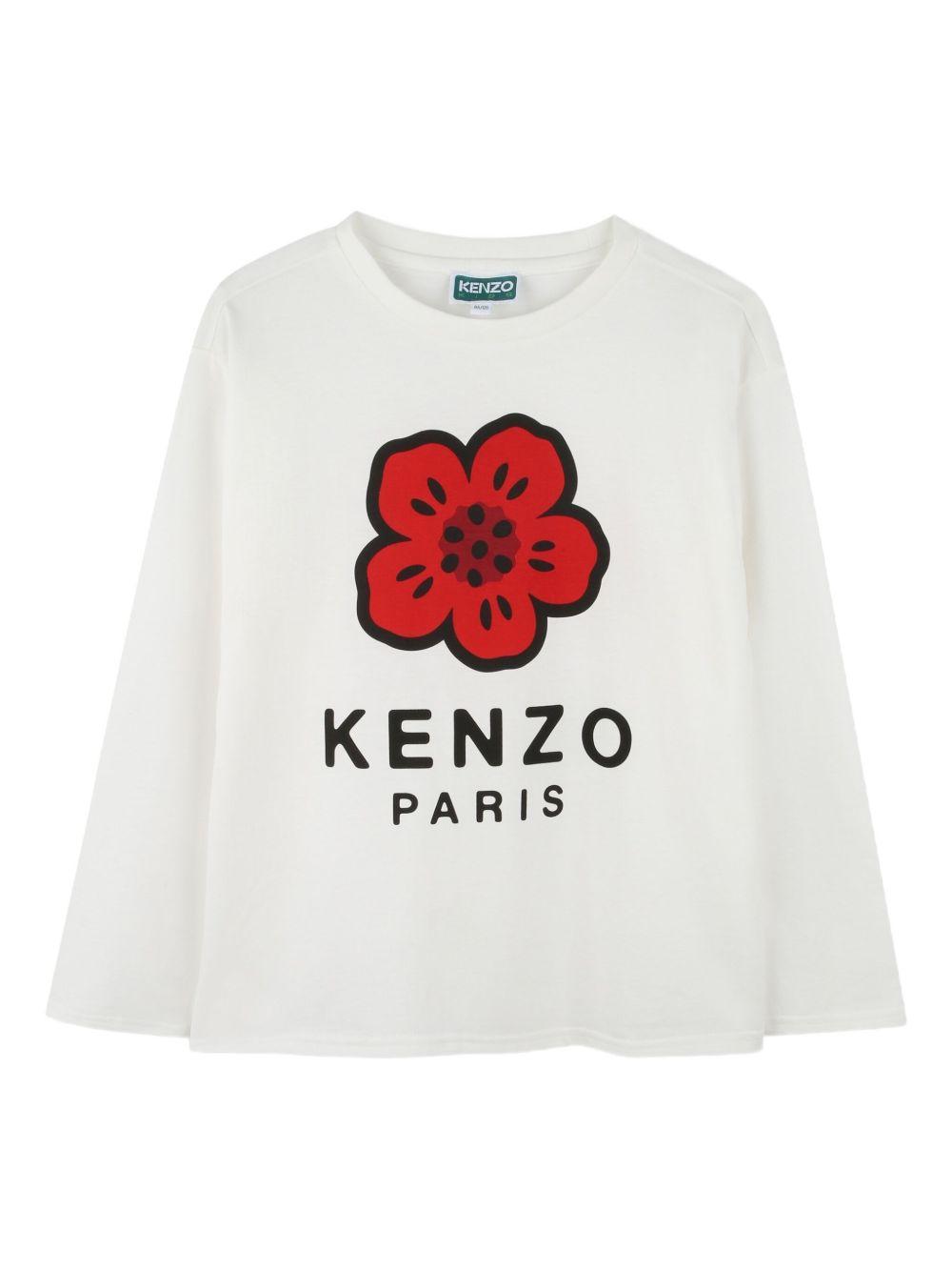 T-shirt per bambini Kenzo Kids bianco con stampa a fiori K61482 117 KENZO KIDS 