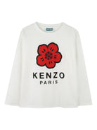 T-shirt per bambini Kenzo Kids bianco con stampa a fiori K61482 117 KENZO KIDS 