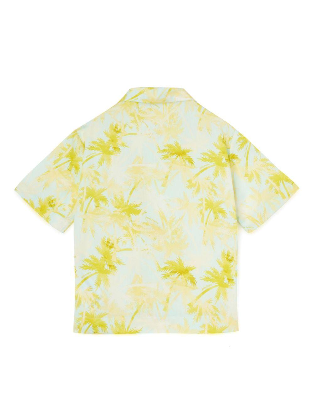 Camicia con stampa per bambino Palm Angels Kids verde con chiusura con abbottonatura PBGG002S25FAB002 4042 PALM ANGELS KIDS 