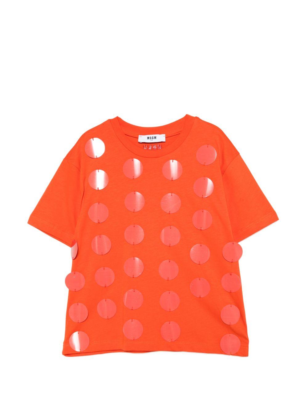 T-shirt per bambina MSGM Kids arancione con applicazioni S6MSJGTH099 MS074 MSGM KIDS 