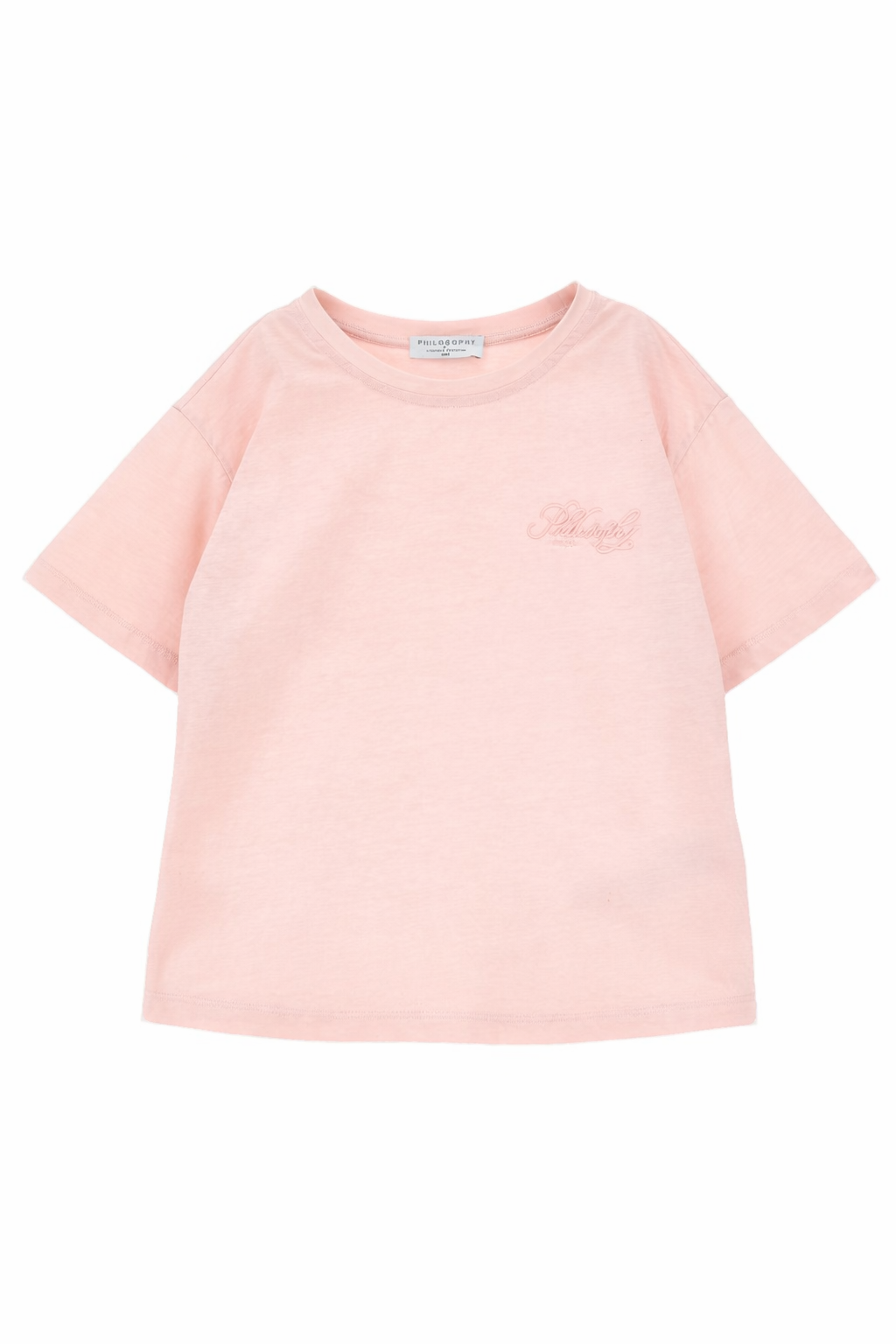 T-shirt per bambina Philosophy di Lorenzo Serafini Kids rosa con logo ricamato sul davanti I1G609 7206 0094 PHILOSOPHY KIDS 
