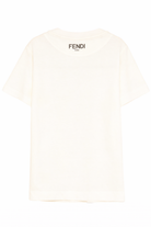 T-shirt per bambina Fendi Kids bianca con dettaglio fiocco stampato JFI400 7AJ F0TU9 FENDI KIDS 