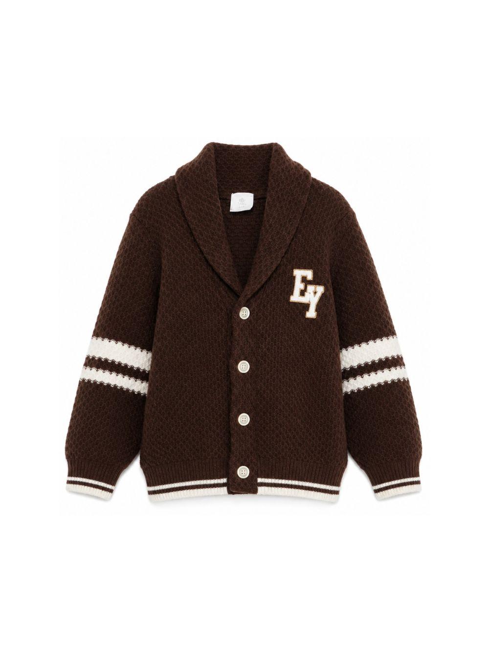 Maglione per bambino Eleventy Kids marrone con logo ricamato sul davanti EZ9H60 Z3404 320AV ELEVENTY KIDS 