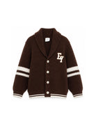 Maglione per bambino Eleventy Kids marrone con logo ricamato sul davanti EZ9H60 Z3404 320AV ELEVENTY KIDS 