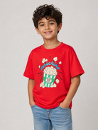 T-shirt per bambini Moschino Kids rossa con stampa grafica HRM05WLAA10 50109 MOSCHINO KIDS 