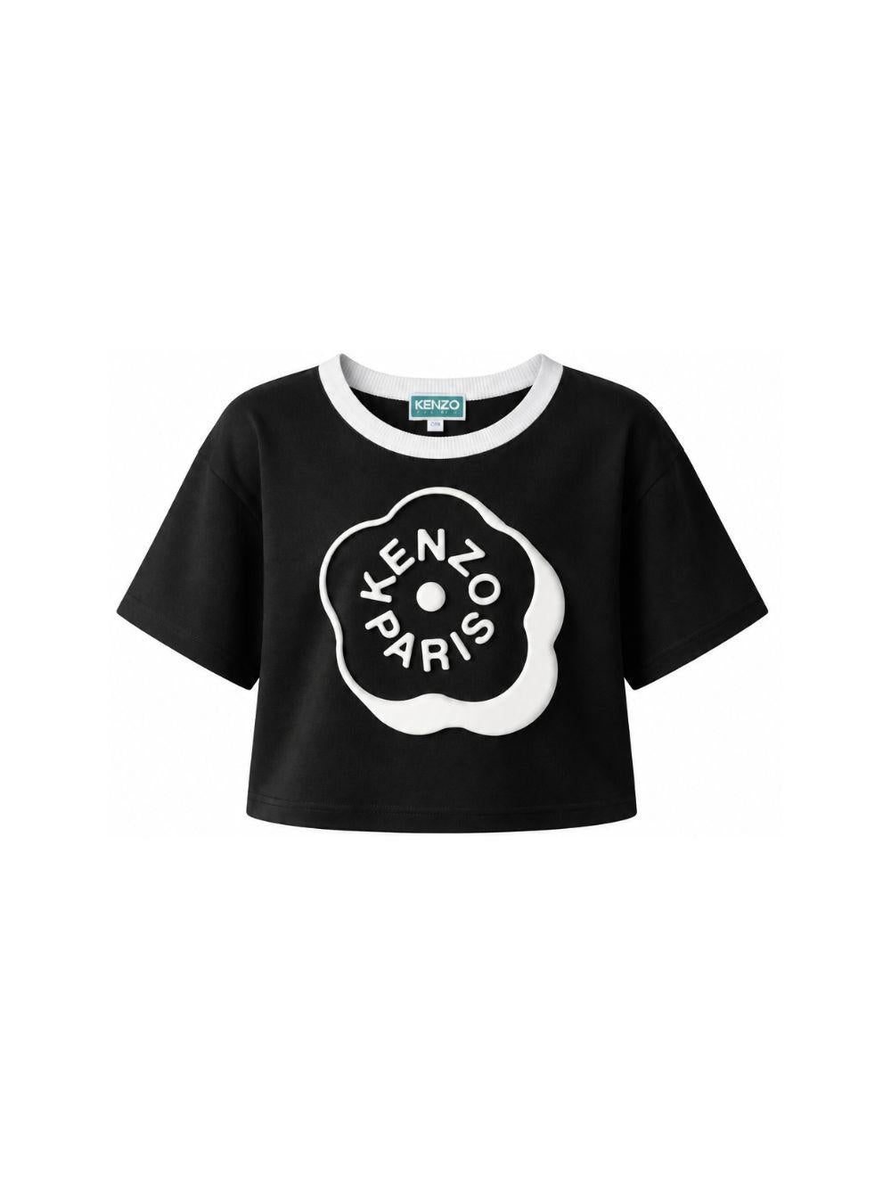 T-shirt per bambina Kenzo Kids nera con taglio crop K62004 09B KENZO KIDS 