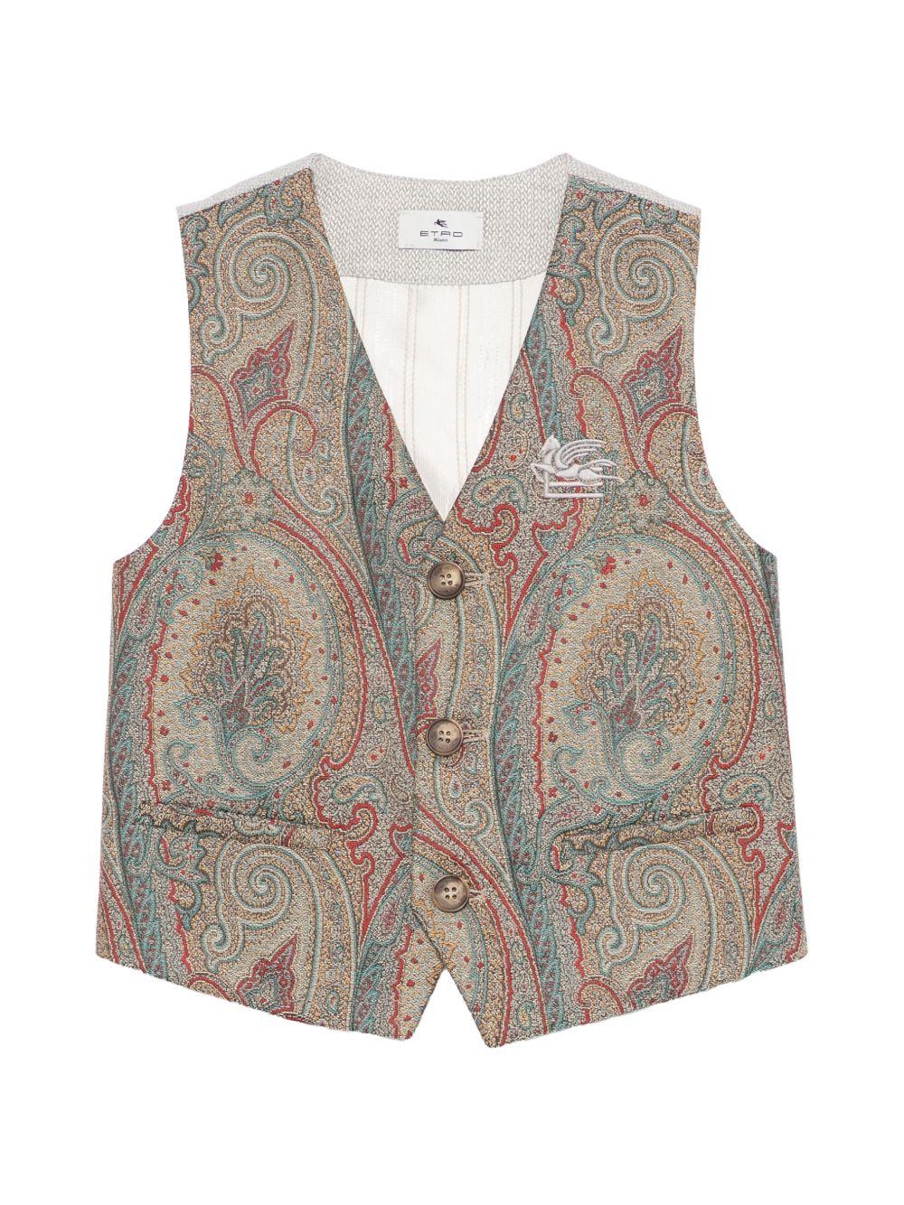 Gilet per bambnino Etro Kids beige con tasca a filetto sul petto GY2P42 U0257 999 ETRO KIDS 