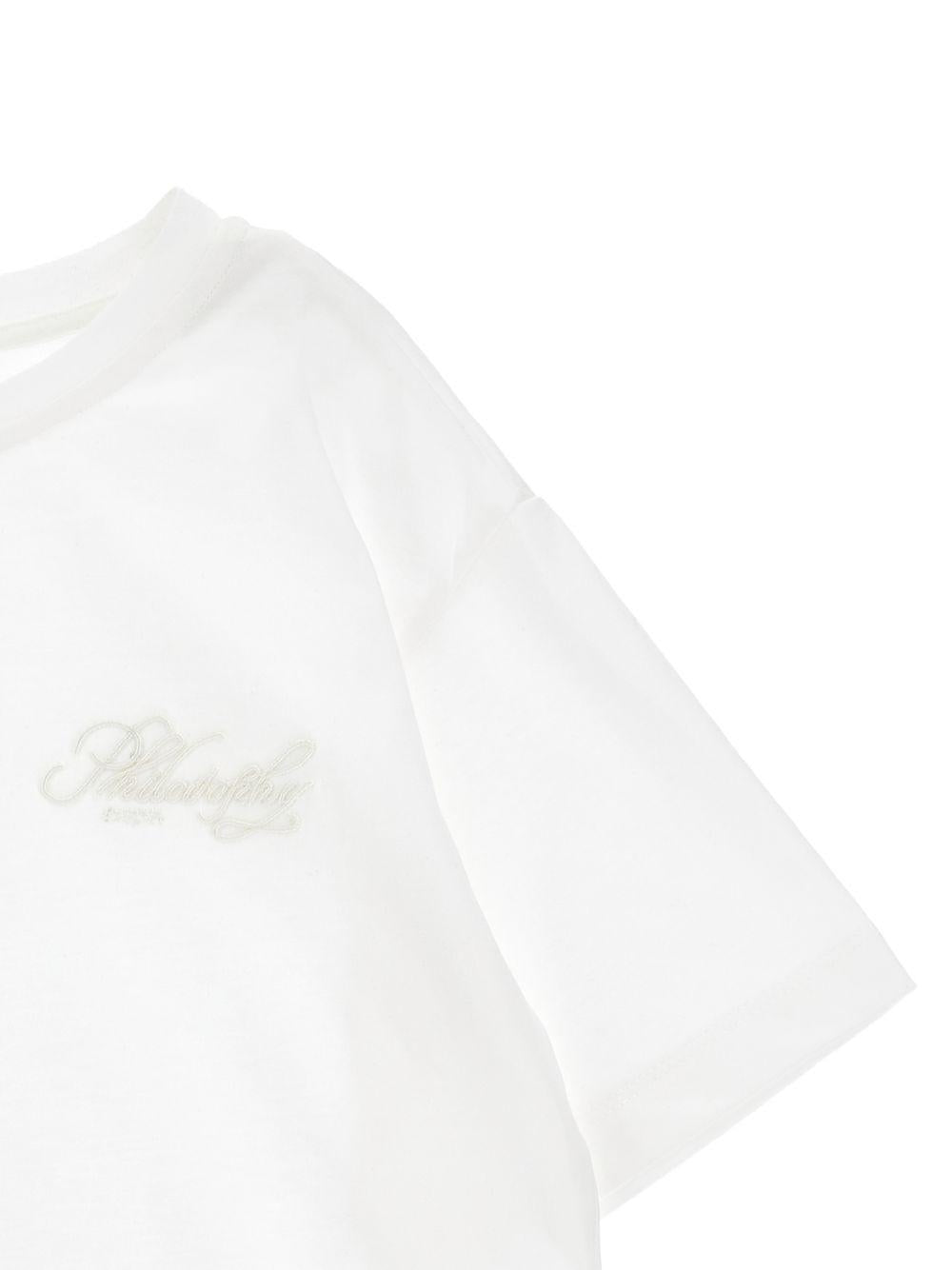 T-shirt per bambina Philosophy di Lorenzo Serafini Kids bianca con logo ricamato I1G609 7206 0001 PHILOSOPHY KIDS 