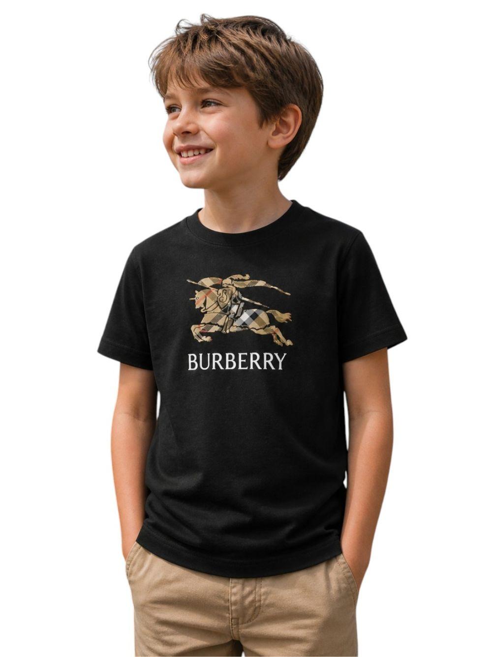 T-shirt per bambino Burberry Kids nera con stampa grafica sul davanti 8117292 A1189 BURBERRY KIDS 
