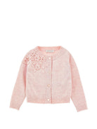 Cardigan per bambina Monnalisa Kids rosacon fiori ricamati all'uncinetto 17H802 8062 0091 MONNALISA KIDS 