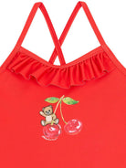 Costume intero per neonata Moschino Kids rosso con ruches MBL00GLKA11 50109 MOSCHINO KIDS 