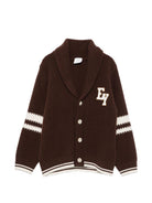 Maglione per bambino Eleventy Kids marrone con logo ricamato sul davanti EZ9H60 Z3404 320AV ELEVENTY KIDS 
