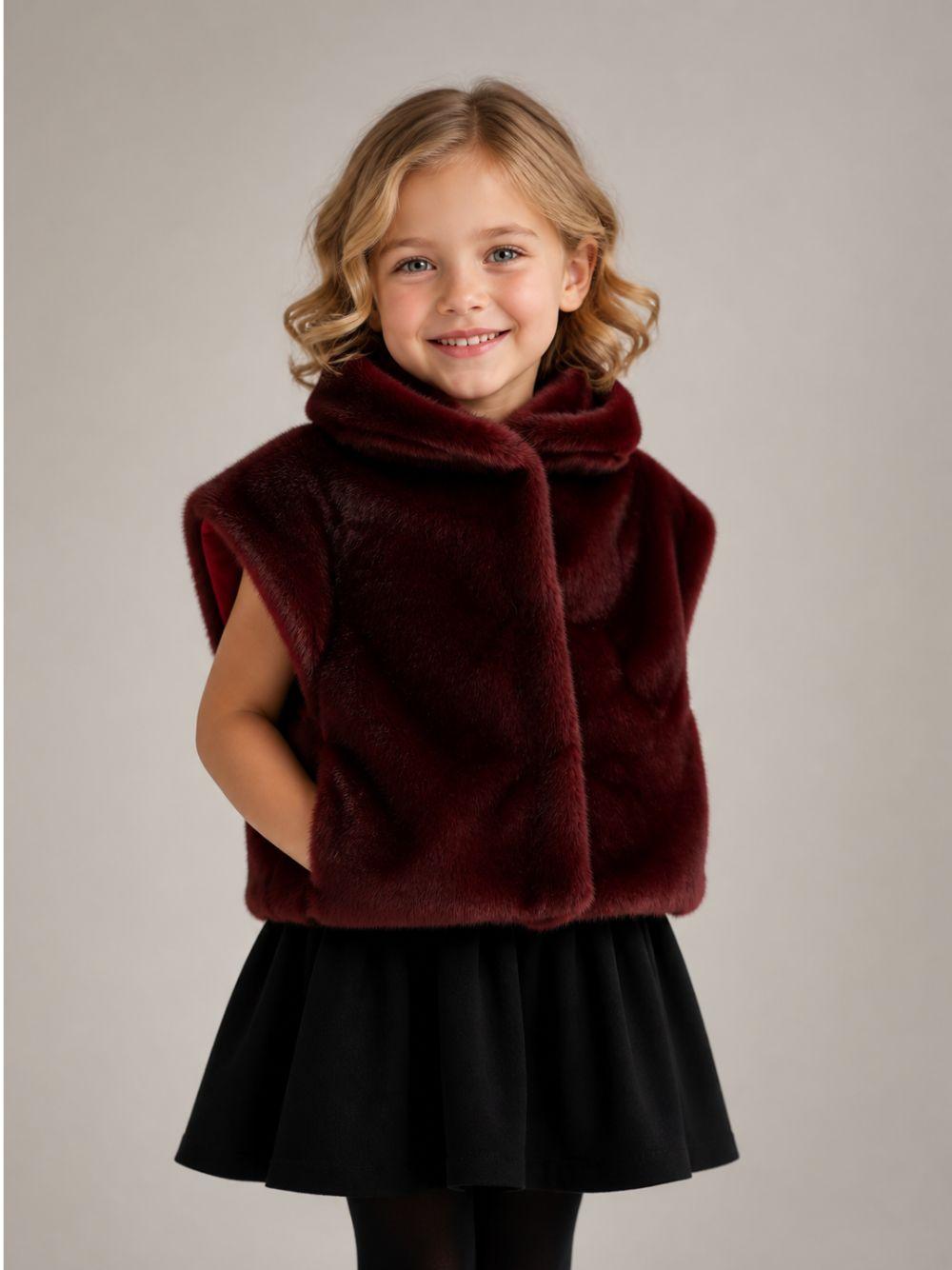 Gilet per bambina Monnalisa Kids rosso con design in pelliccia sintetica 17H105 8034 0069 MONNALISA KIDS 