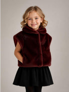 Gilet per bambina Monnalisa Kids rosso con design in pelliccia sintetica 17H105 8034 0069 MONNALISA KIDS 