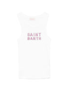 Canotta per donna MC2 Saint Barth bianca con logo glitterato AAD001 08543L MC2 ST. BARTH 