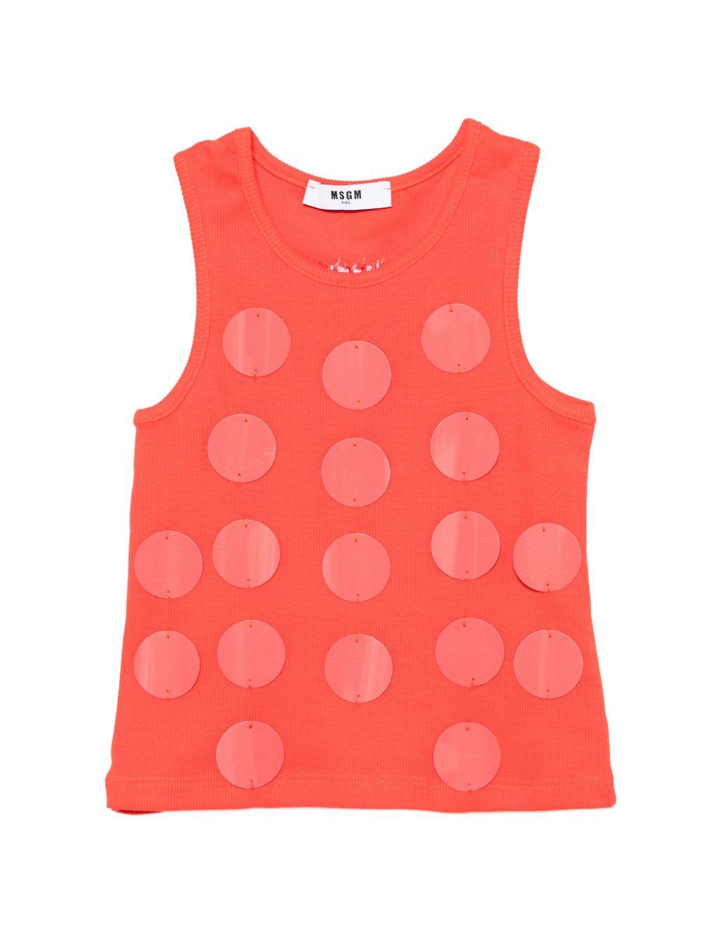 Canotta per bambina MSGM Kids arancione con applicazioni S6MSJGTA100 MS074 MSGM KIDS 