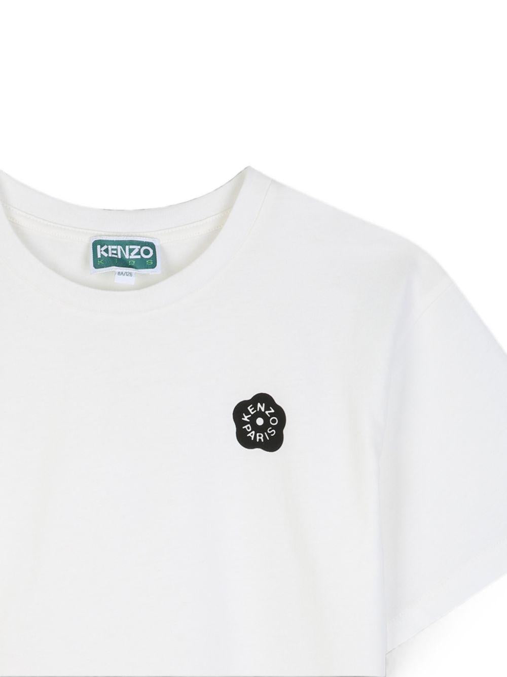 T-shirt per bambina Kenzo Kids bianca con applicazione Boke Flower sul petto K62190 117 KENZO KIDS 