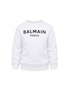 Felpa per bambino Balmain Kids bianca con stampa logo sul davanti BX4P10 Z3183 100NE BALMAIN KIDS 